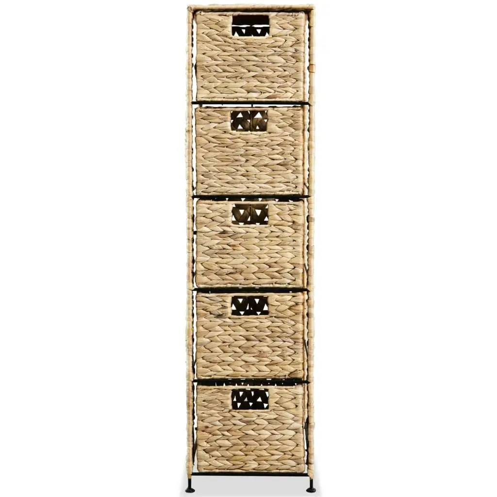 5-Basket Storage Unit, Water Hyacinth Organizer, 10x14.6x39.4 Inches - Stylish & Functional Storage Solution