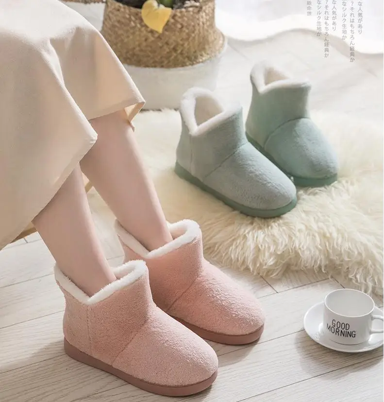 TZLDN Winter Warme Schuhe Frau Männer Hausschuhe Weiche Plus Paare Hause Boden Schnee Stiefel Anti-slip Weibliche Haus schuhe – Detail 1