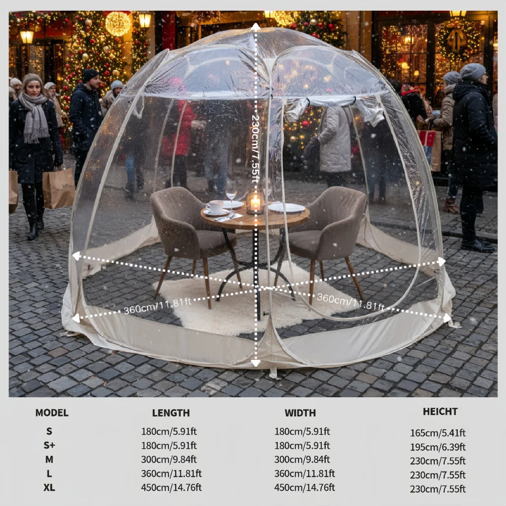 Transparent Bubble House Tent Pop Up Clear PVC Tent Christmas Market Holiday Atmosphere Outdoor Dining Shelter