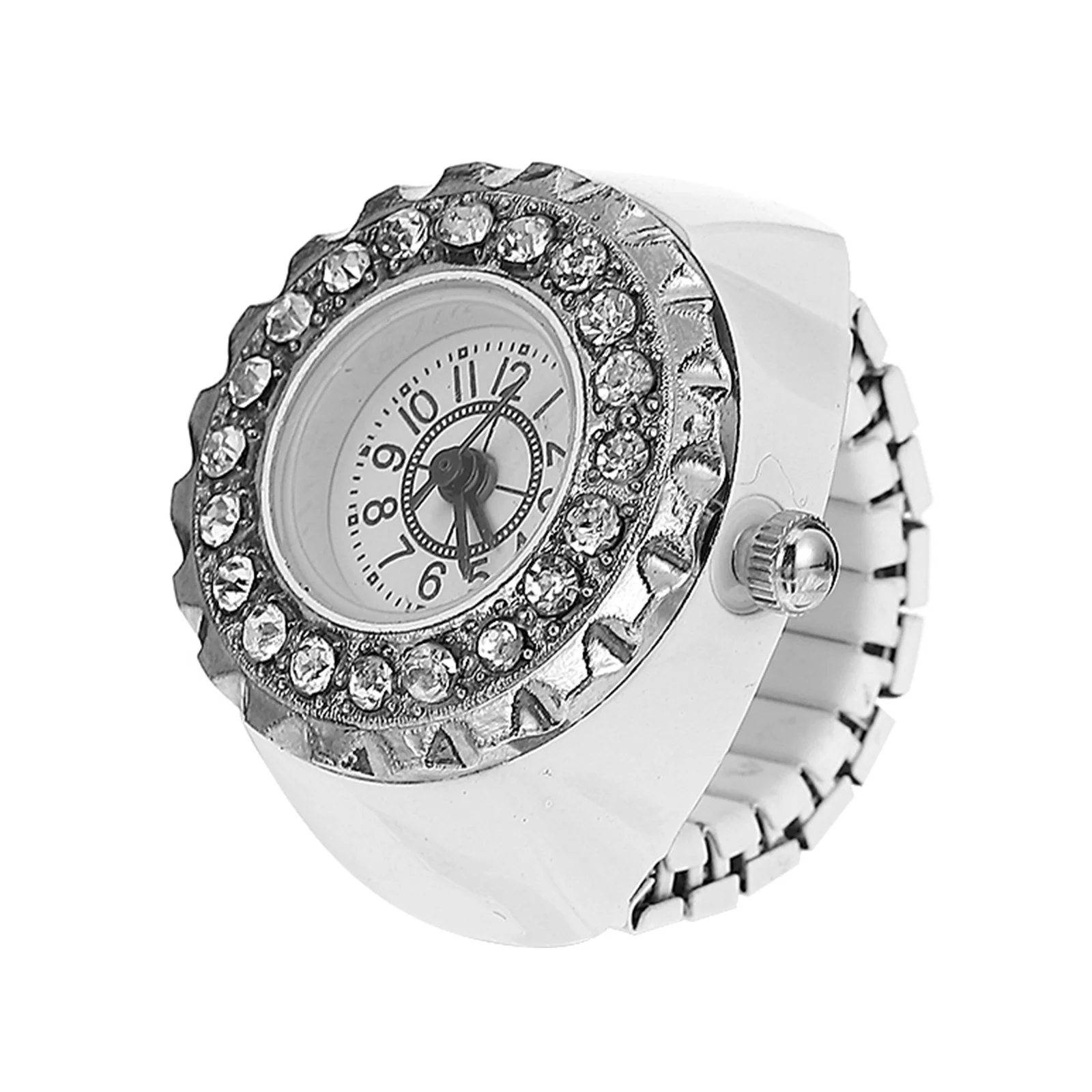 ساعة عصرية بحلقة ألماس من سبائك الزنك، ساعة مجوهرات عصرية للنساء، تصميم فريد من نوعه، ساعة إكسسوار للإصبع