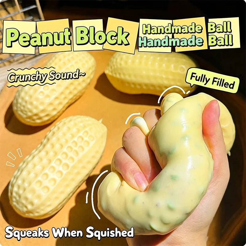 Crunchy Squishy ‌Peanut Stress Ball Homemade Soft Peanut Squeeze Fidget Toy ASMR Sensory Anti-Stress Toy Gift for Adult