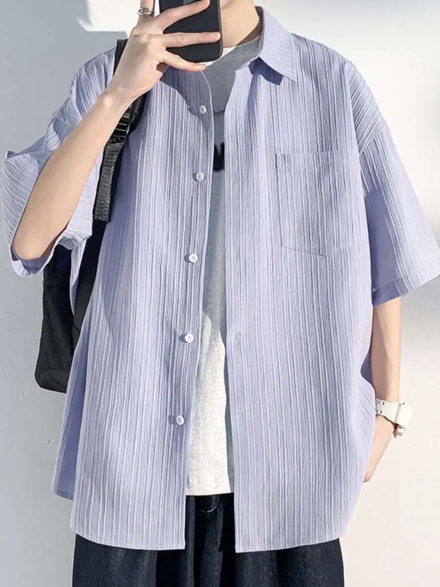 

Мужская футболка большого размера из ледяного шелка Cool Sensation, летняя, в полоску, свободного кроя, дышащая, для путешествий, в стиле Hong Kong Sle Drapey