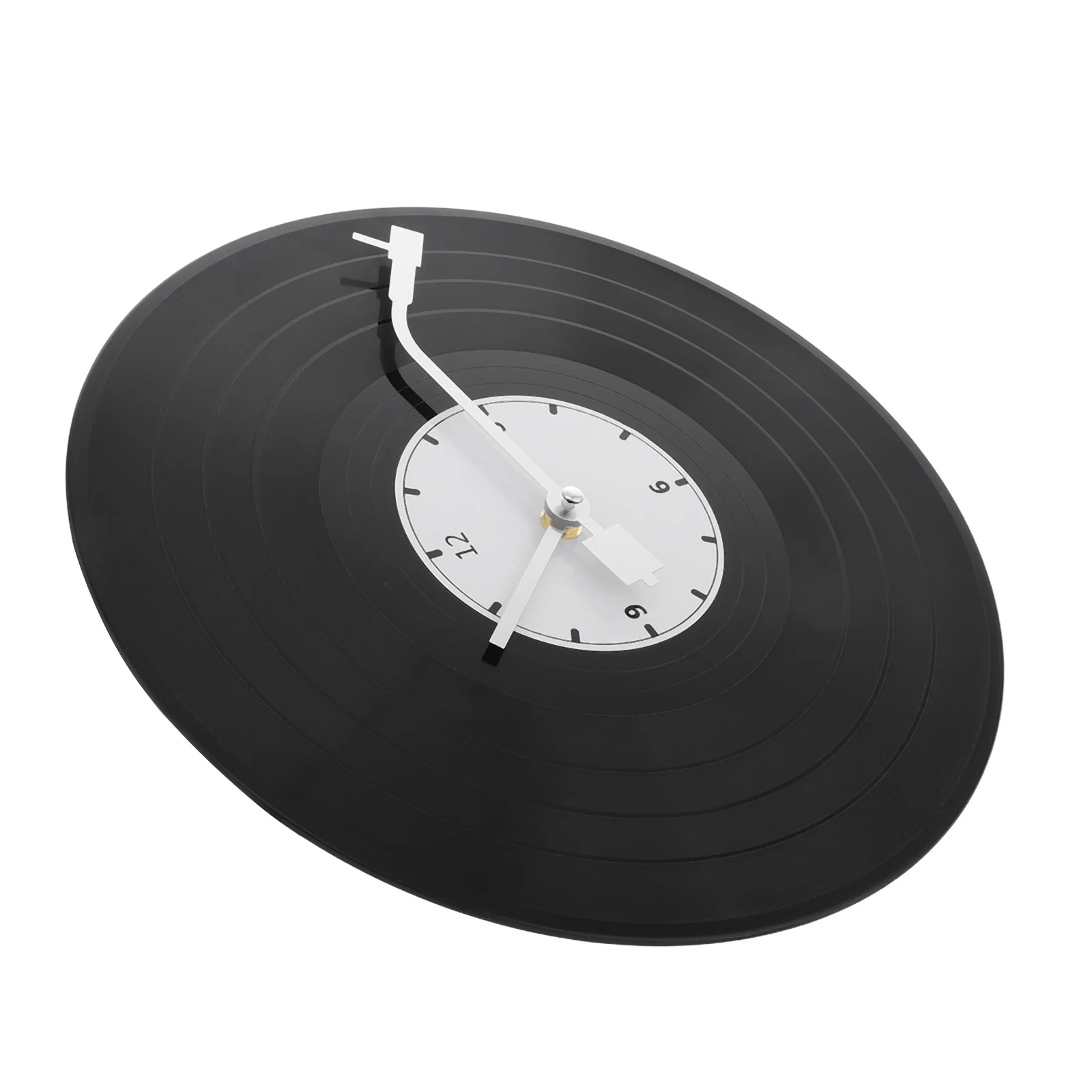 

Vinyl Record Wall Clock Creative Blank Design Stylish Plastic Material for Study Living Room Office Music Decor