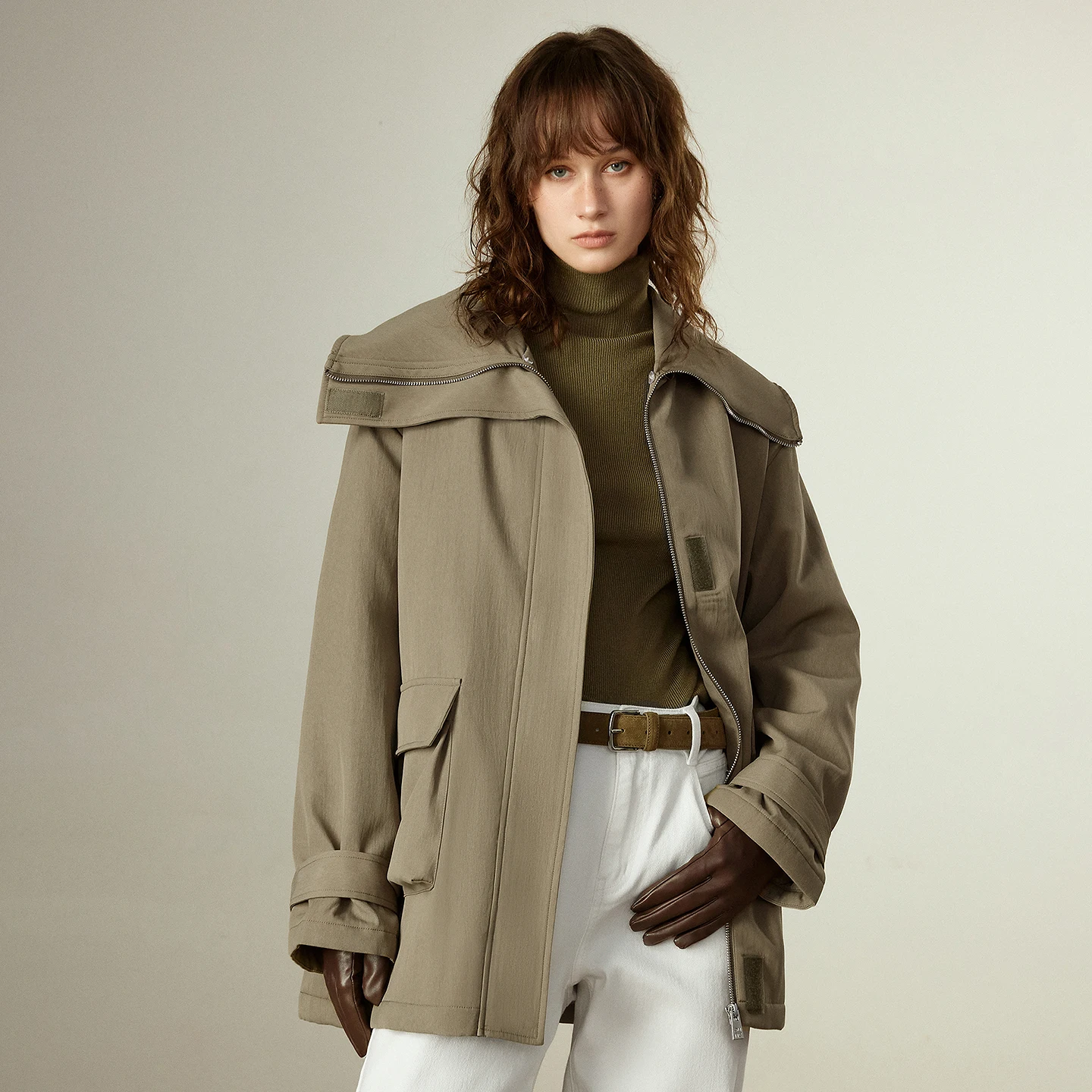 TOYOUTH Women Cotton Padded Coats 2025 Winter New Plush Navy Collar Retro Age-reducing Loose Workwear Warm Cotton Coats