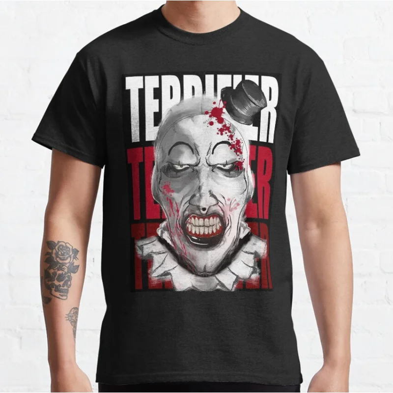 

2023 movie Retro Horror Art the clown killer Terrifier Scary halloween Gift t shirt Scream film Graphic clothes All size tops
