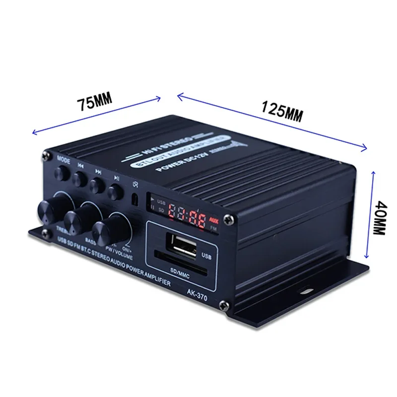 AK370 40 واط المنزل سيارة السلطة مكبر للصوت تيار مستمر 12 فولت 2 قناة BT 5.0 الصوت الرقمي مضخم صوت ستيريو Hifi السلطة مكبر للصوت AK-370