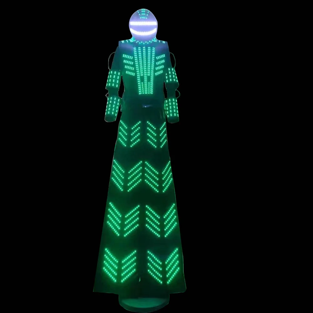 LED ركائز ووكر روبوت زي رجل راقص رائع تضيء هالوين كرنفال مرحلة الأداء الحدث البدلة #2