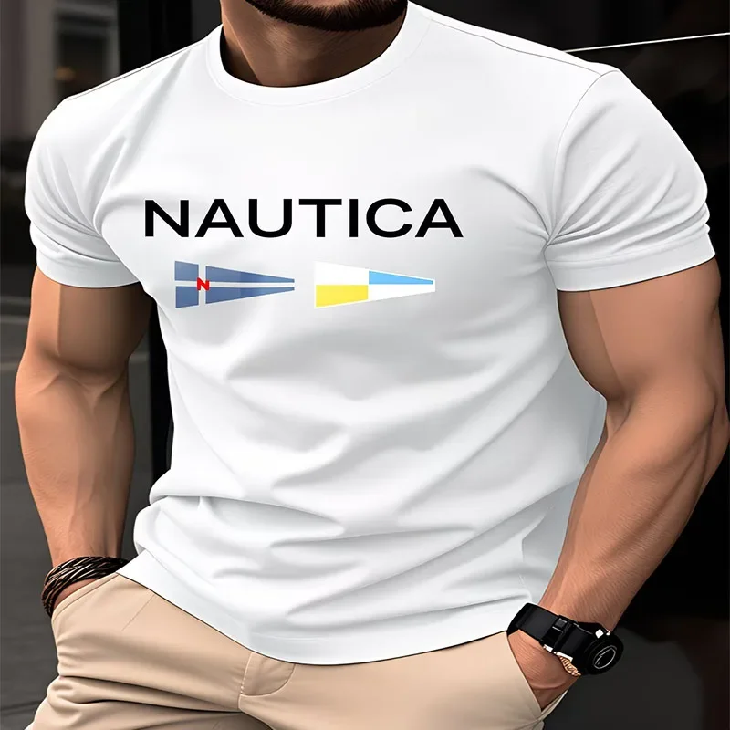 S-5XL Men's T-Shirt Nautica Flag Print 100% Cotton Sailing Casual T-Shirt Unisex Summer Short-Sleeved Top