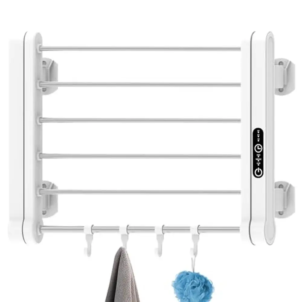 

Electric Heated Towel Warmer Rack Wall Mounted Timer Temperature Control 17" x 4.3" x 13" Shelf Bathroom Pool Hotel Swimsuits