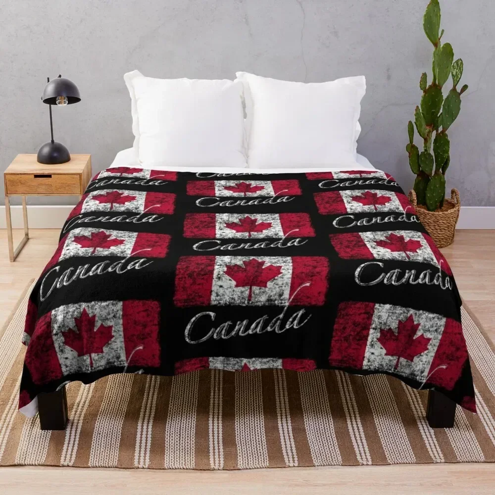 

Vintage Canadian flag design Throw Blanket Soft Big Flannels Blankets