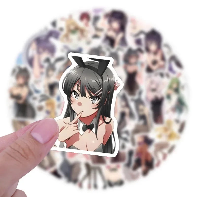 10/25/50pcs Bunny Girl Anime Stickers Cartoon DIY Creative Beauty Stickers Waterproof Graffiti Stickers