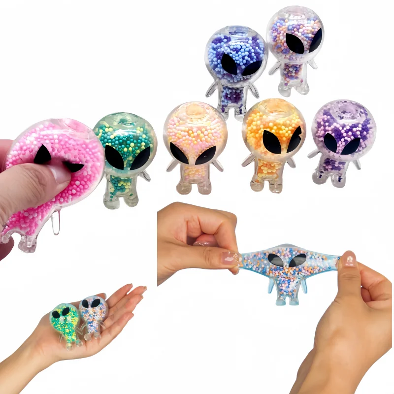 5Pcs Mini Squishy Alien Toys Bunny Squeeze Toy Stress Relief Toy for Party Favors Funny Outer Space Creature Balls Fidget Toy