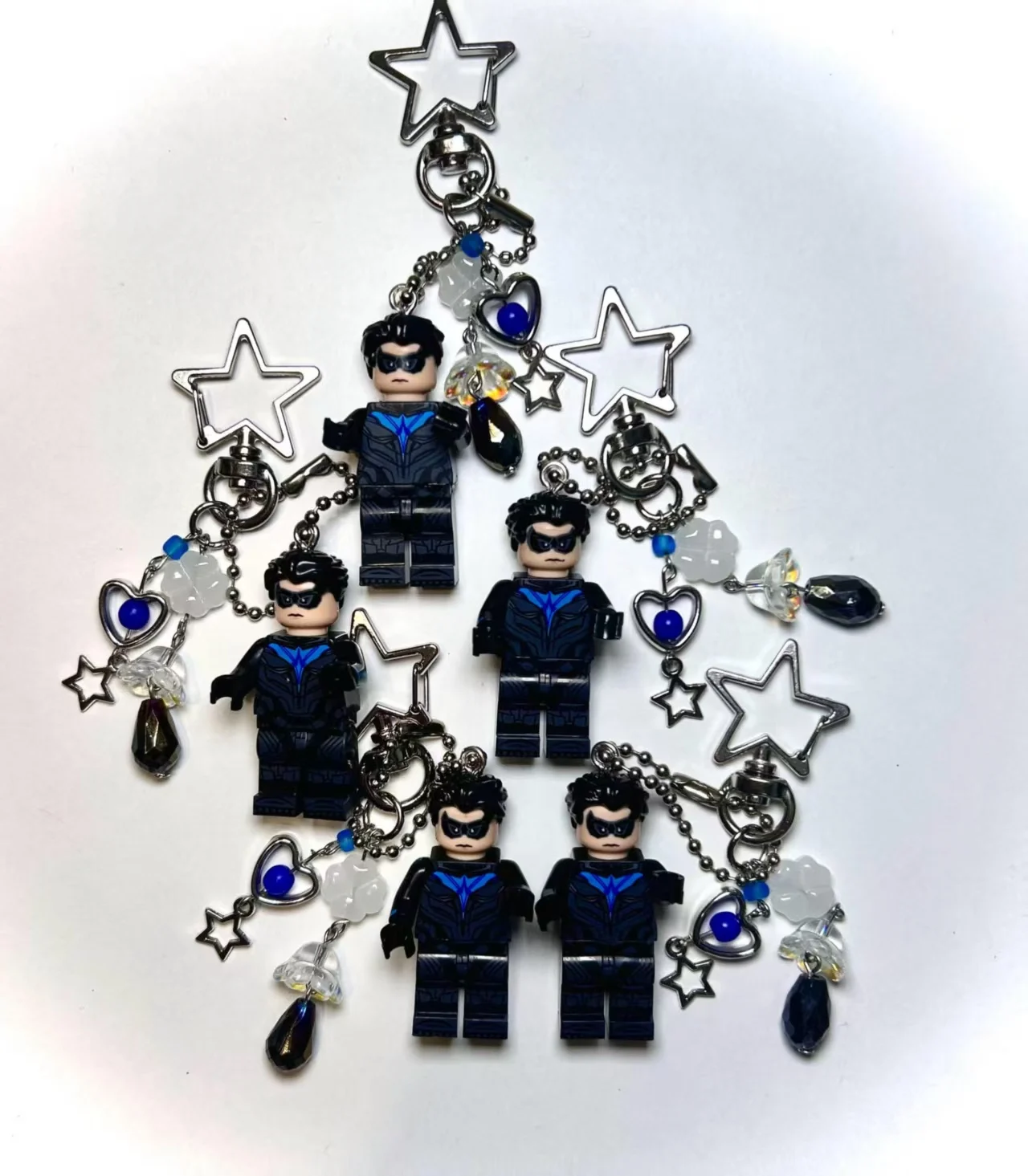 Image of Nightwing Minifigur Handgefertigter Perlen-Schlüsselanhänger Taschenanhänger Geschenk