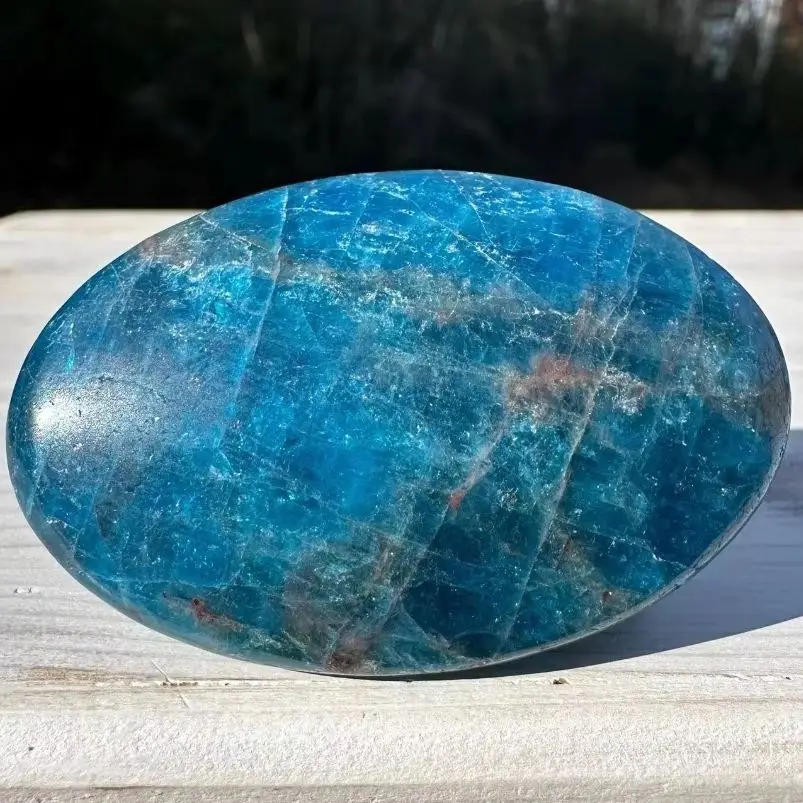 Natural Blue Apatite Palm Pocket Stone Hand Polished Quartz Mineral Specimen Energy Crystal Reiki Healing Gemstone