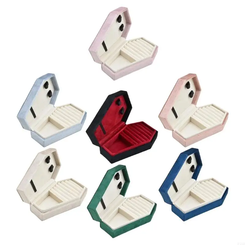

F2TD Coffin Shape Velvets Jewelry Storage Box Lightweight Halloween Jewelry Box Earring Rings Necklace Holder Display Box