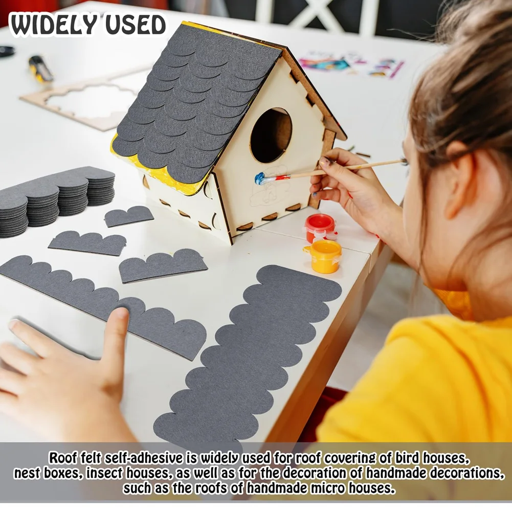 AA83 32Pack Roofing Felt for Bird House,Mini Roof Shingles,Roofing Felt Self-Adhesive for Bird Houses,Nesting Box Roof Gray