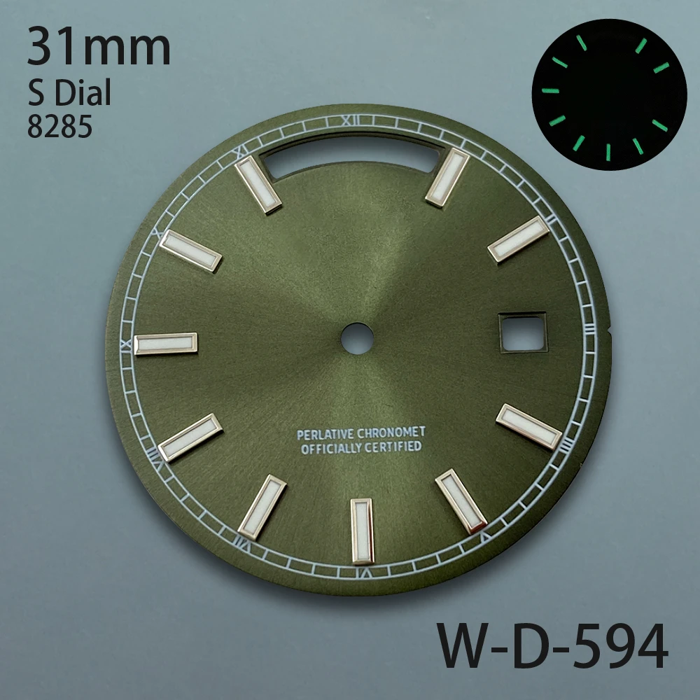 31 مللي متر S شعار اليوم والتاريخ الهاتفي مناسبة لحركة 8285 الأخضر مضيئة ساعة عالية الجودة تعديل الملحقات