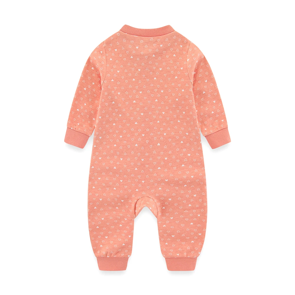 Kiddiezoom Fashion Cartoon  Orange Love 100%Cotton zipper Long Sleeve Baby Boy Girl Rompers Soft newborn Jumpsuits Clothes