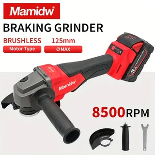 

Mamidw 125mm Brushless Electric Angle Grinder Cordless Polishing Machine for 18V Battery, No Battery