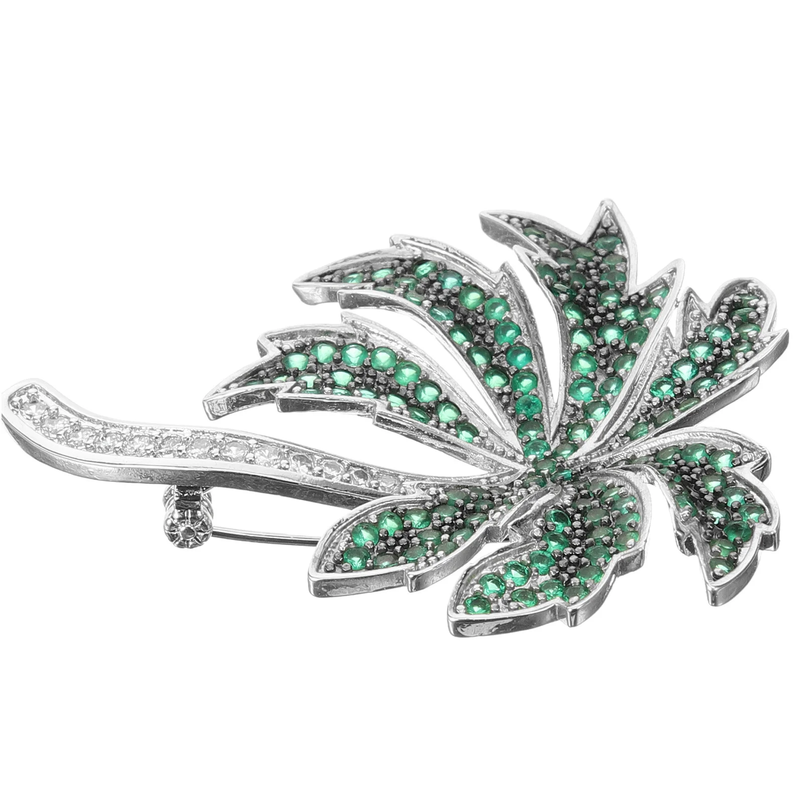 

1Pcs Silver Green Coconut Tree Brooch Cardigan Buckle Hawaiian Style for Women Stylish Lightweight Shawl Clip Beach Party