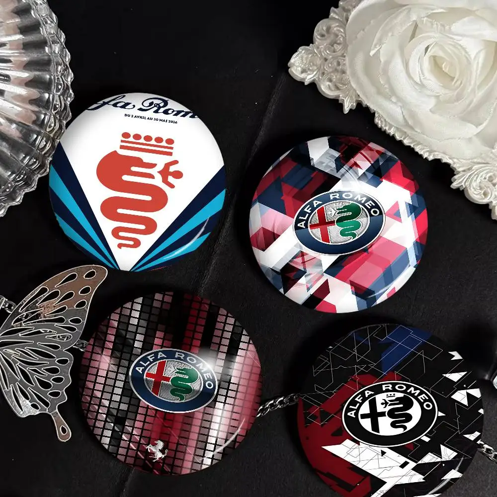 Hot Car A-Alfa Cool R-Romeoes Tinplate Pin Button Custom Anime Role Old-school Brooch Cartoon Collar Badge Jewelry Gift Fans