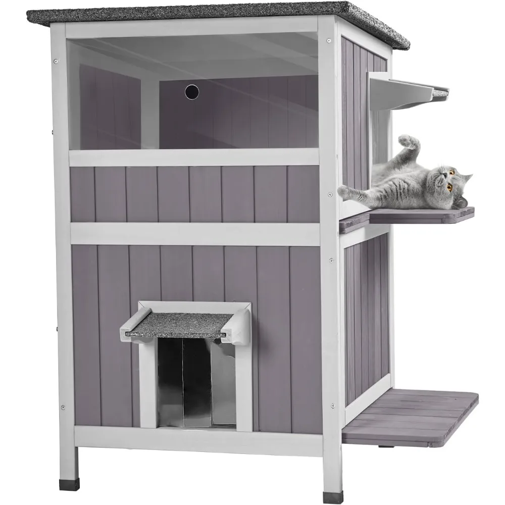 

Feral Cat House Outdoor Waterproof Kitty Shelter for Winter,Cat Cage Perfect for Outdoor and Inddor Use,2-Story
