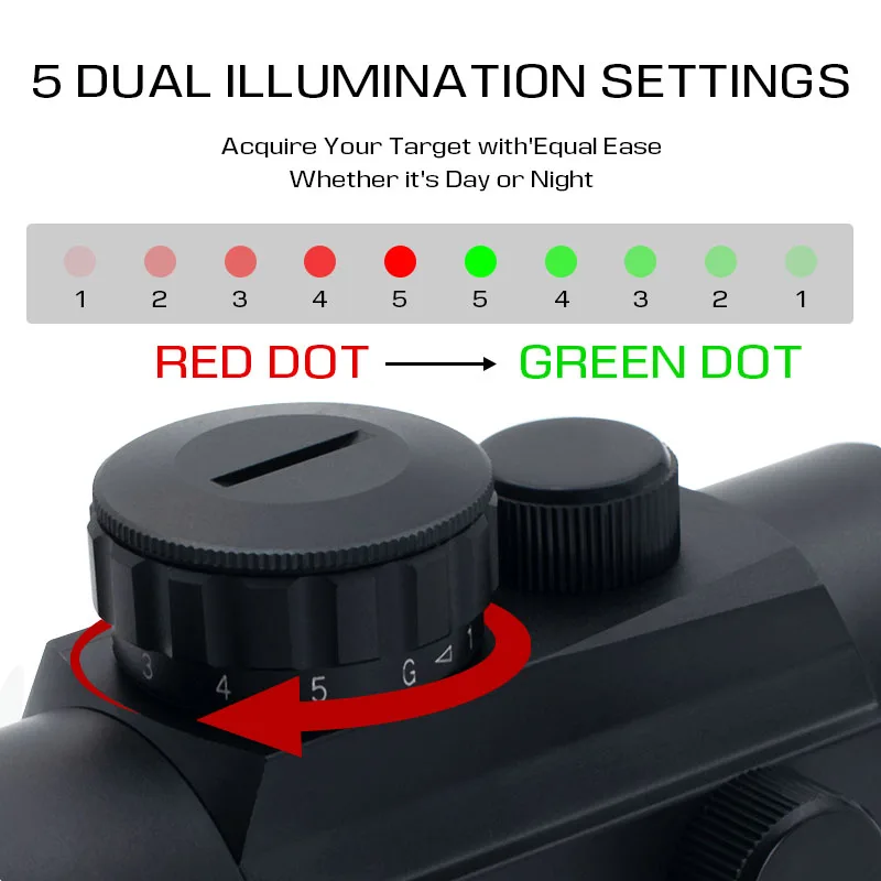 1x40RD Optics Red and Green Dot Sight Scope with Flip Up Lens Cover for 20mm/11mm Rail Mount