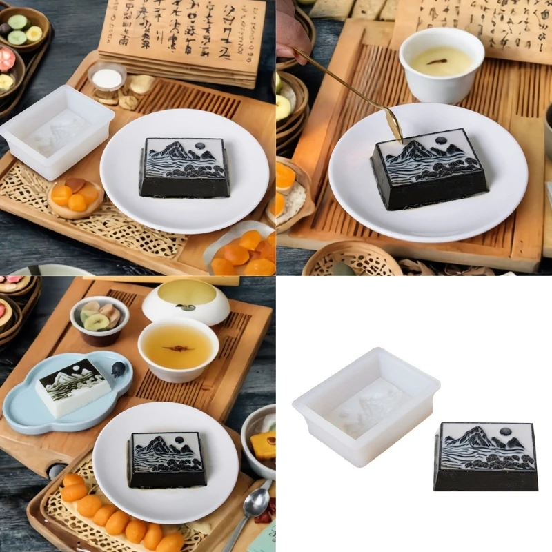 Landscape Painting Silicone Molds Nonstick Mousses Cake Molds Cake Decorating Tool for Truffles Cheesecakes Easily to Clean D2RD