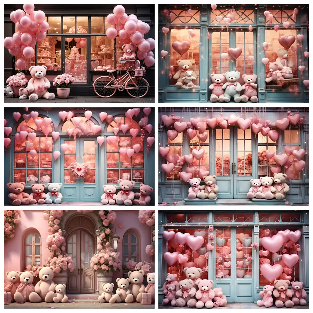 

Valentine's Day Couple Photography Backdrop Love Heart Balloon Love Bear Party Artistic Portrait Background Photo Studio Shoots