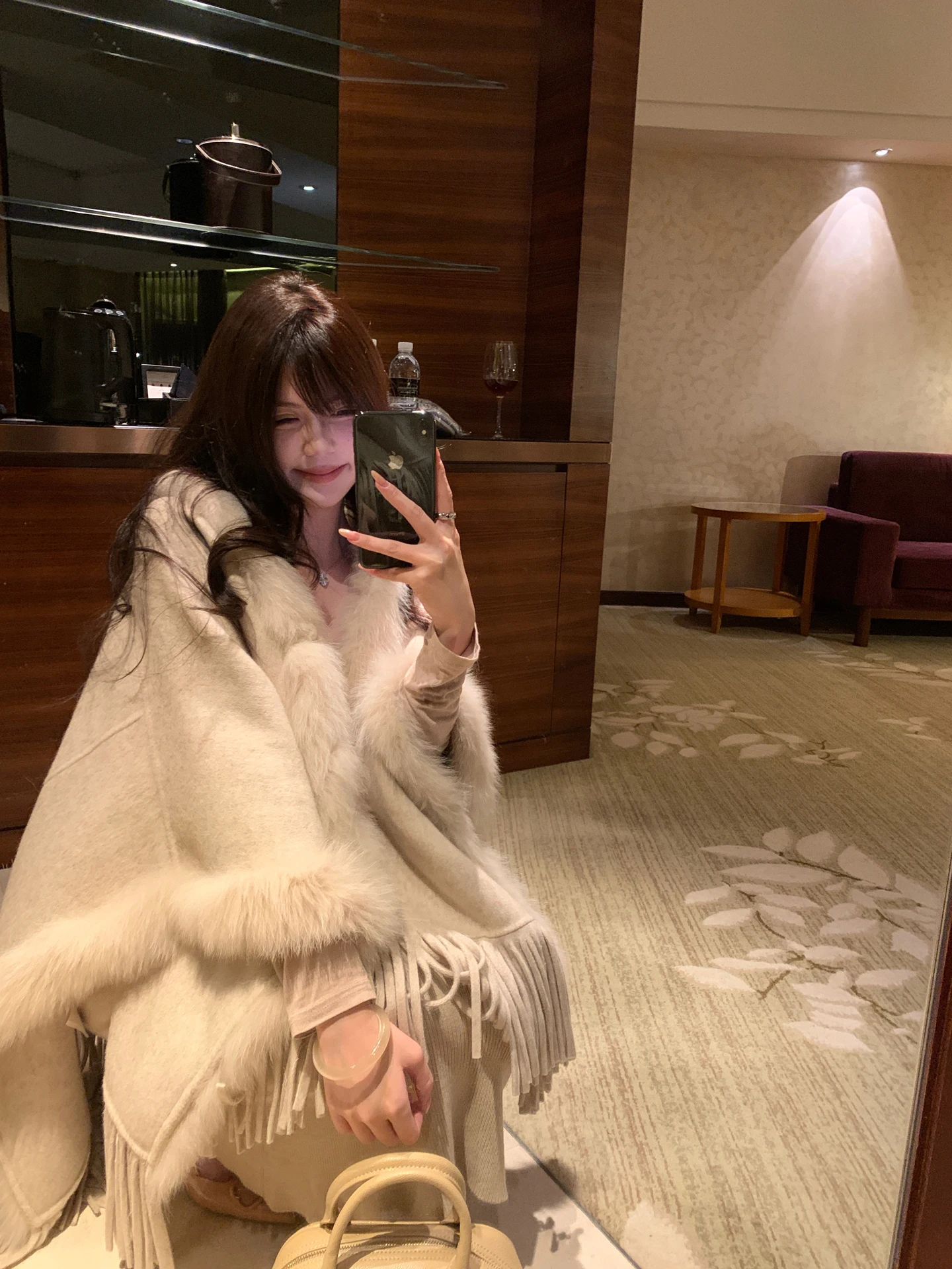 „Life Cloak“ australischer Wollmantel, Schal, Fuchspelz, Damen, lockerer Wollmantel mit Fransen