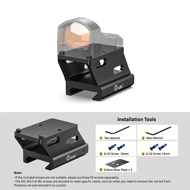 

CVLIFE Red Dot Riser Mount Reflex Sight Optic Riser Plate for Picatinny Rail 25MM