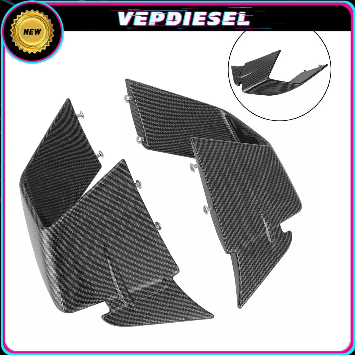 

2pcs New Carbon Fiber Front Spoiler Fxed Wind Winglets For BMW S1000RR S 1000RR M1000RR 2019-2022 High Quality Car Accessories