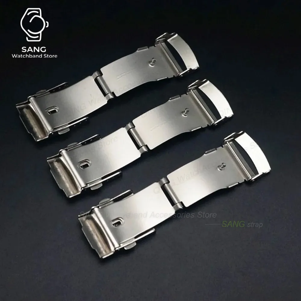 Watch Buckle Stainless Steel Clasp 14/16/18/20/22/24/26mm Double Press Folding Button Silver Black Rose Gold Watches Accessories