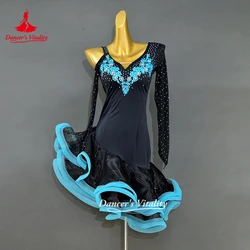 Sexy Jurk Latin Dance Kleding Voor Vrouwen Latin Dance Borduren Lange Mouwen Jurk Meisjes Latin Dans Jurk Cha-Cha dans Jurk