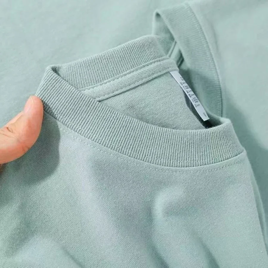 100% Cotton T-shirt Men Women Solid Color O Neck Short-sleeved Tops Summer Korean Loose Half-sleeve T Shirt Unisex M-4XL image 2