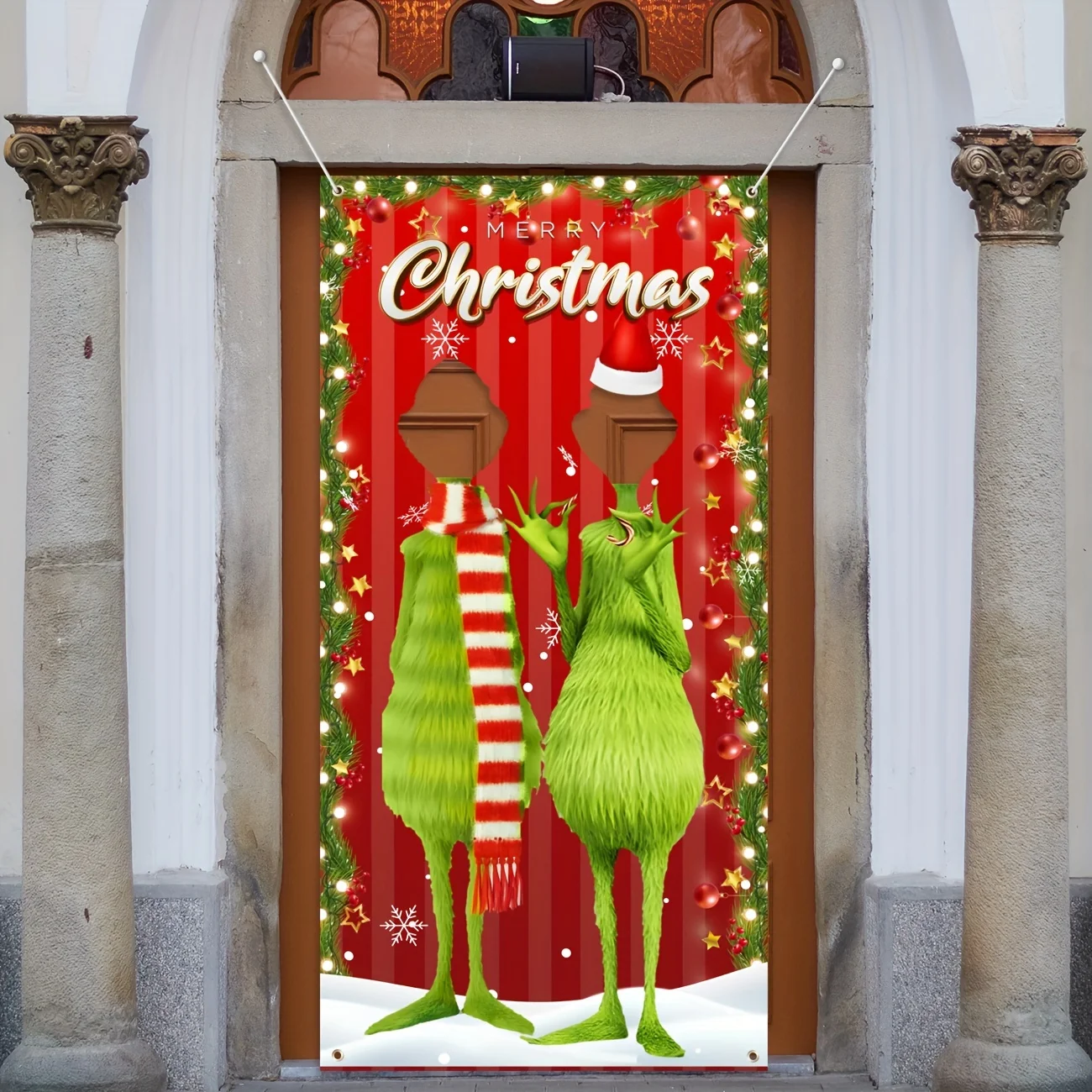 Christmas Door Banner Decorations Whoville Yard Door Decorations Supplies for Indoor Outside Front Door Living Room Kitchen Part