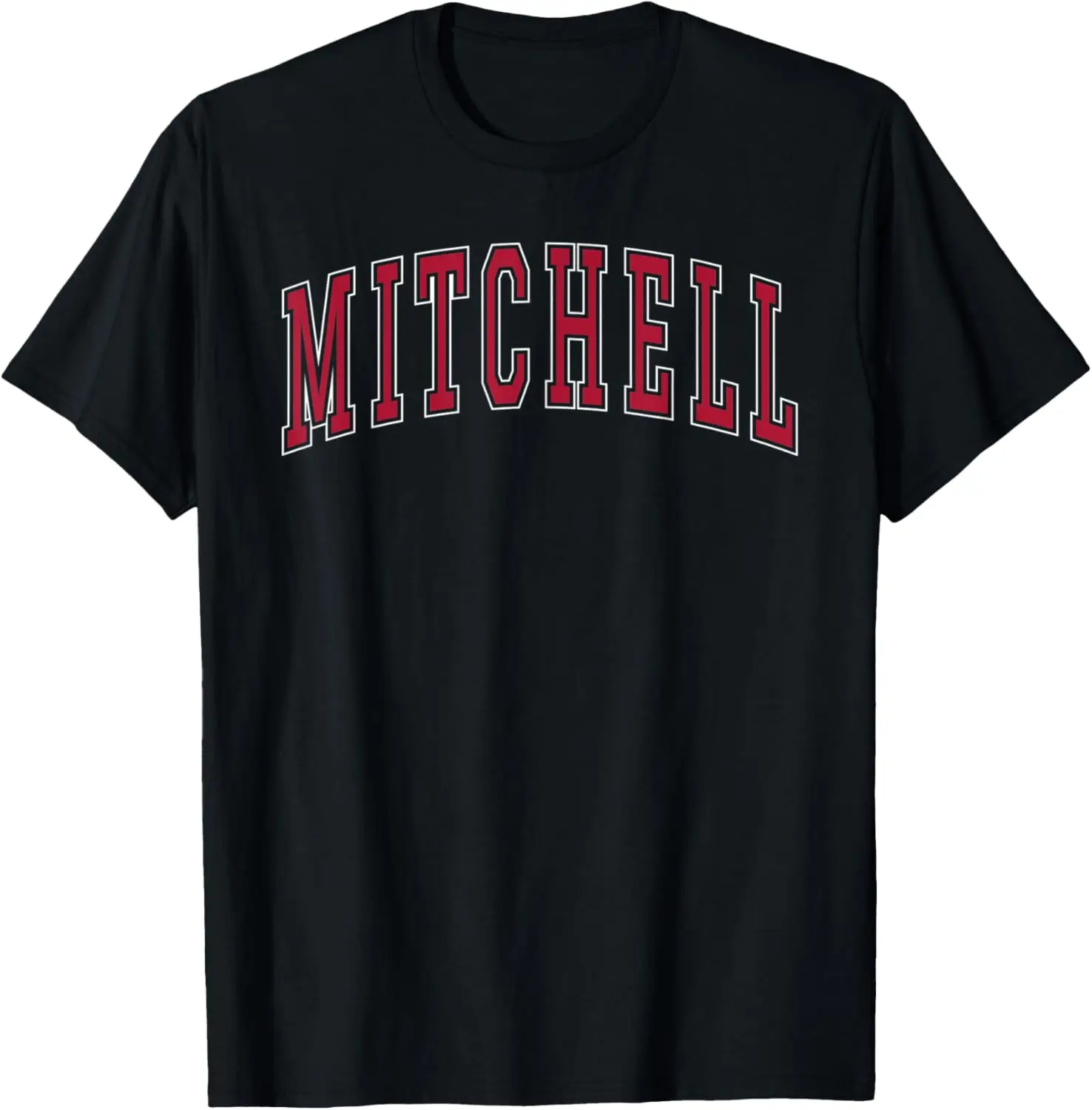 Mitchell South Dakota Souvenir College Style Red Text T-Shirt