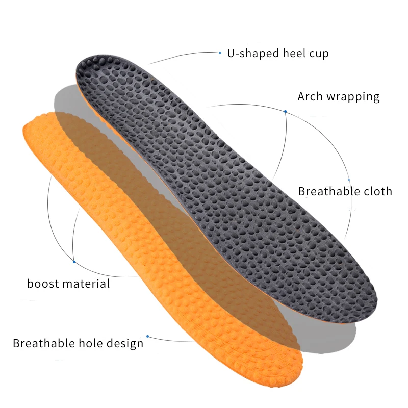 New Sports Elasticity Insoles For Shoes Sole Technology Shock Absorption Breathable Running Insoles For Feet Orthopedic Insoles
