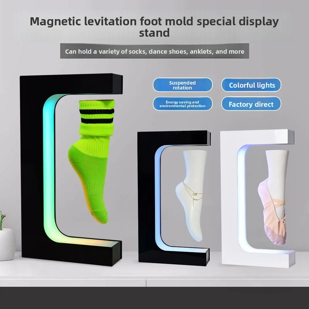 

WW24 wholesale magnetic levitation foot mold display stand luminous rotating electric magnetic levitation display stand