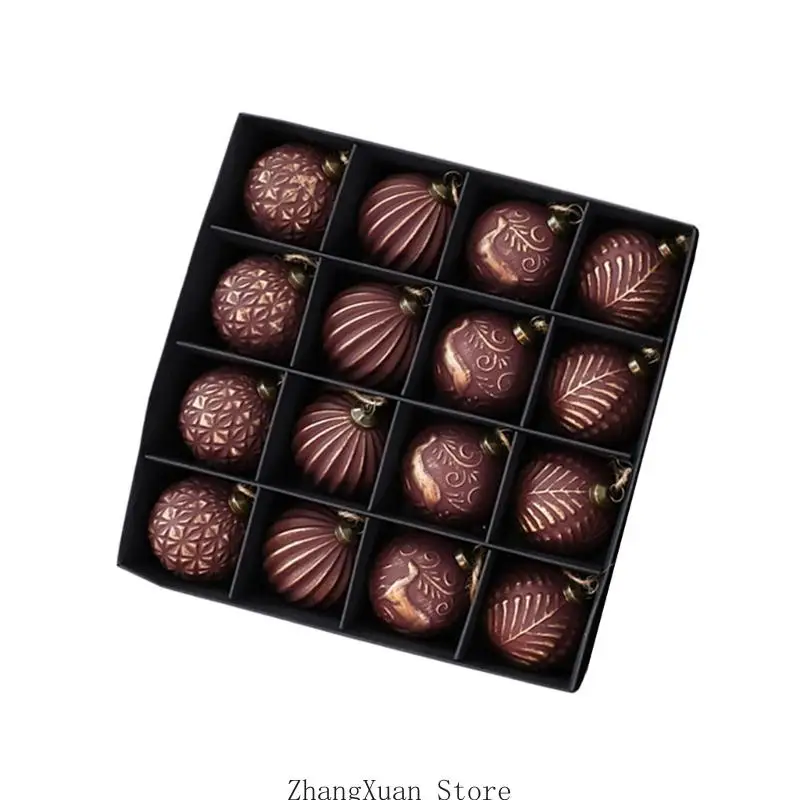 12 Stück antike hängende Kugeln für Baumregal und Kaminsims, Weihnachtsdekoration, 3 x – Detail 3