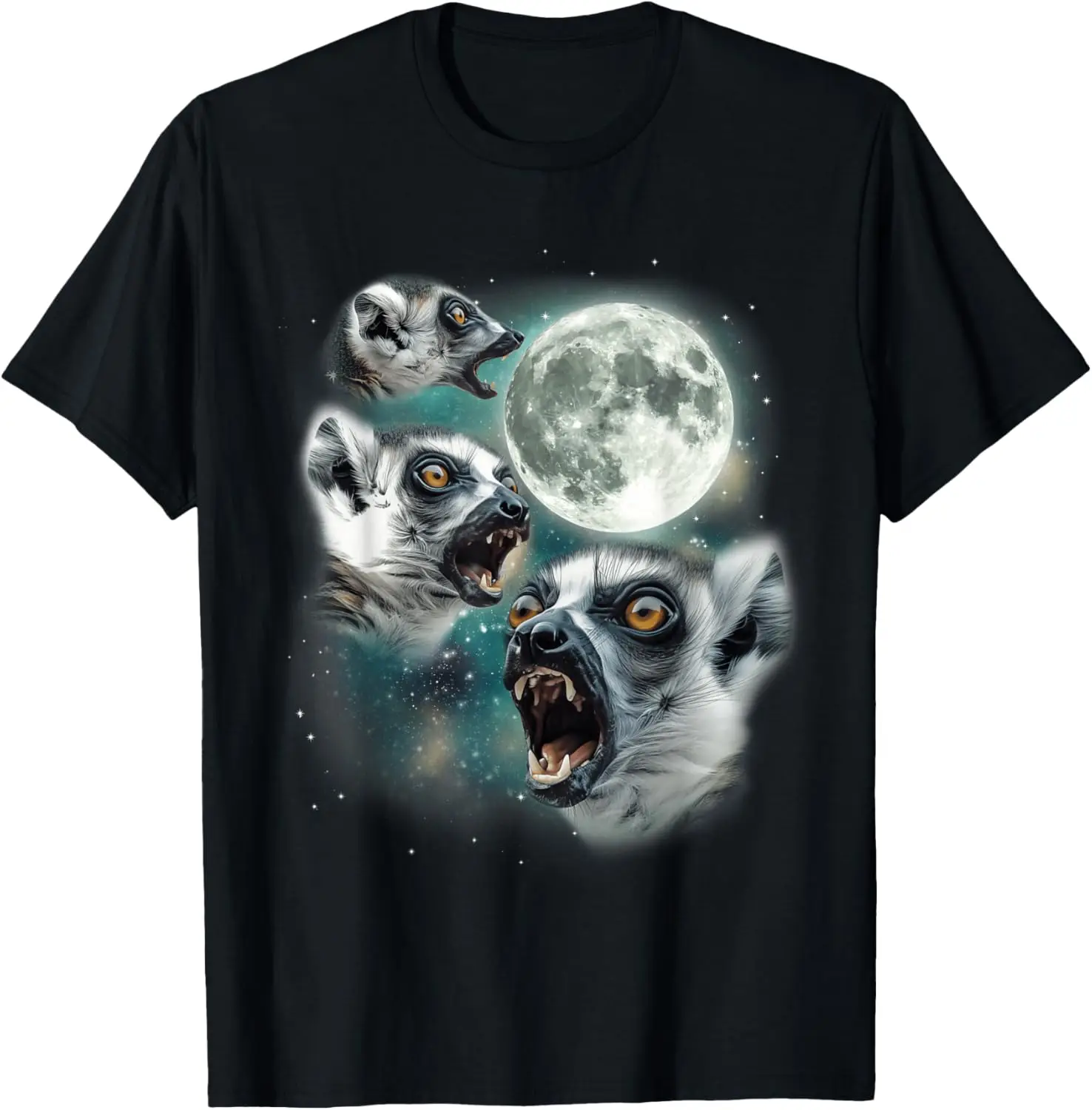 

Howling Lemur Moon Scene Graphic Tee Men's Casual Crew Neck Short Sleeve T-Shirt