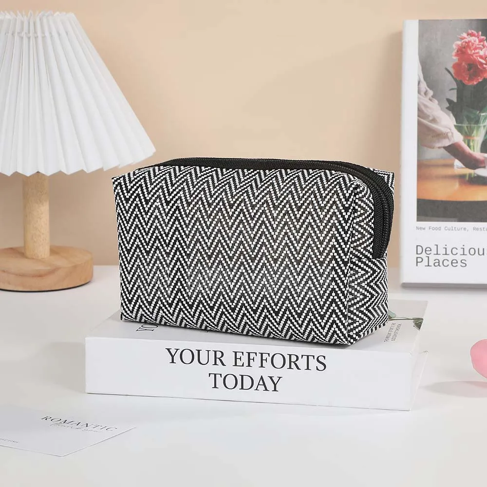 Key Bag Mesh Cosmetic Bag Cosmetic Case Mesh Stripe Pattern Mesh Coin Purse Bank ID Card Bag Wash Pouch Small Storage Bag Lady