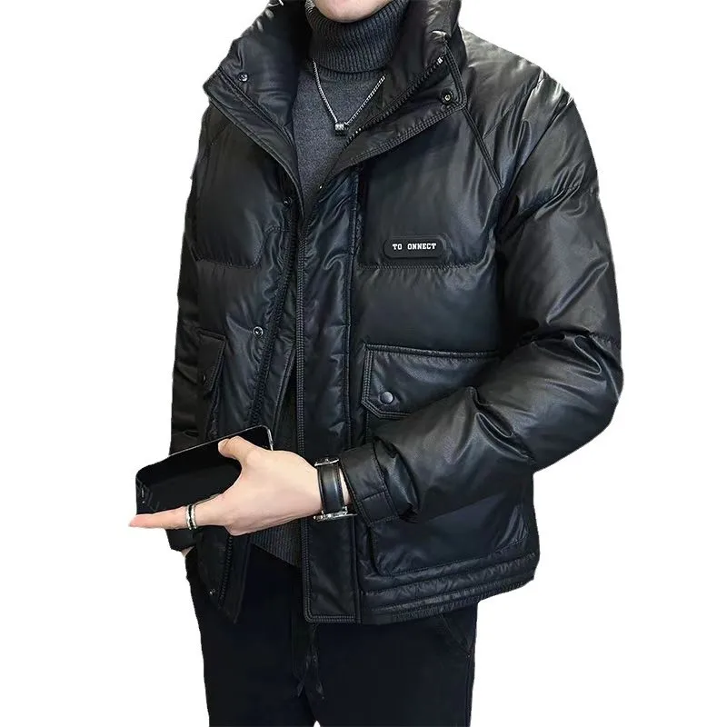 Jaket Musim Dingin Pria Premium Merek Mewah Kerah Tegak Minimalis Jaket Bulu Angsa Putih Jaket Trendi Pria Jaket Puffer