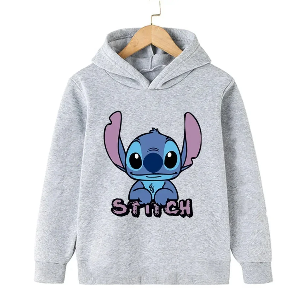 Children\'s kawaii Disney Stitch children\'s clothing 3-14 years old boys and girls clothing street casual sports warm sweatshirt