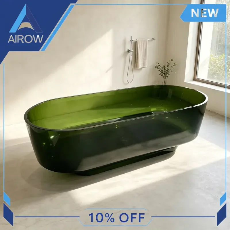 for Modern Freestanding Resin Bathtub Soaking Tub with Drainer High Quality Independent Bathroom Bath for Home Spa Relaxation
