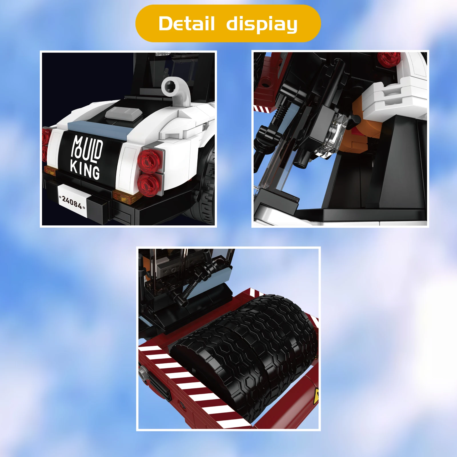 Mould King 24084 Road Roller Building Blocks Engineering Vehicle Series Model Kids STEM Education Assembly Toys Birthday Gift