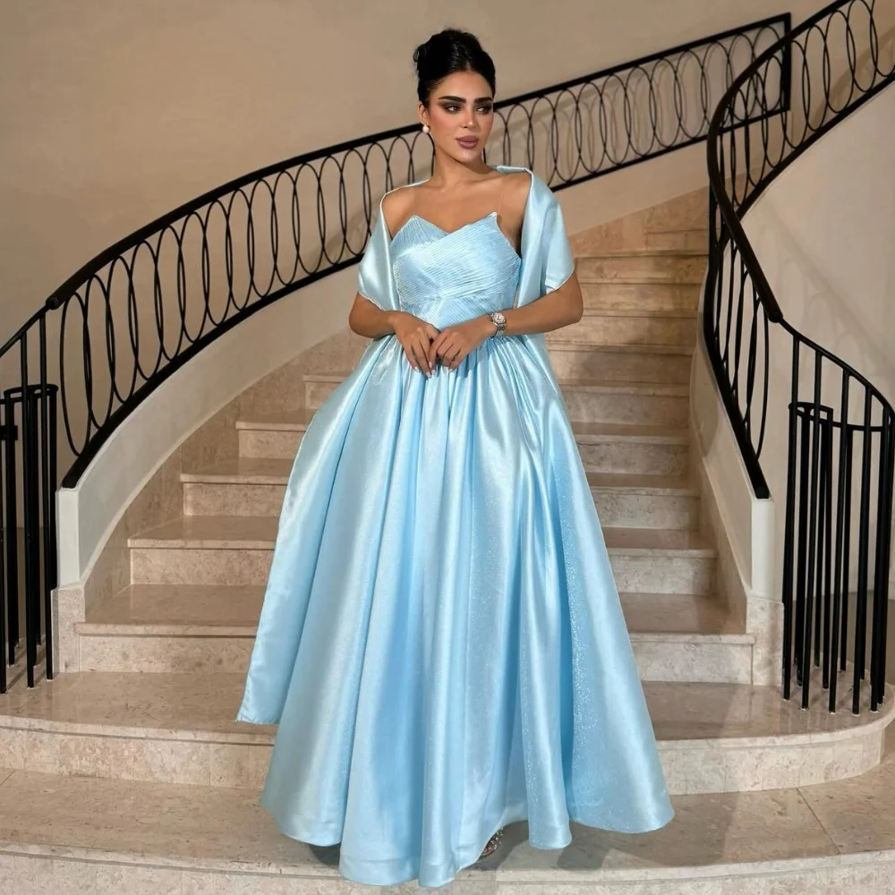 

Customized Modern Style Fashion Pleat A-line Strapless Long Dresses Bespoke Occasion Dresses Matching Exquisite High Quality