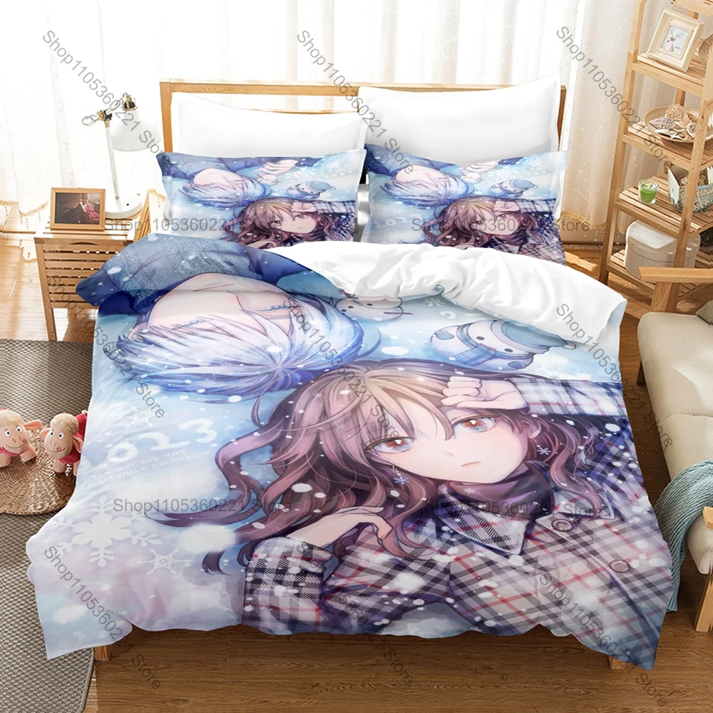 Cool The Ice Guy and His Cool Female Colleague Anime Print 3PCS Bedding Set Duvet Cover + 2 Pillowcases Soft Bed Linen Decor Man