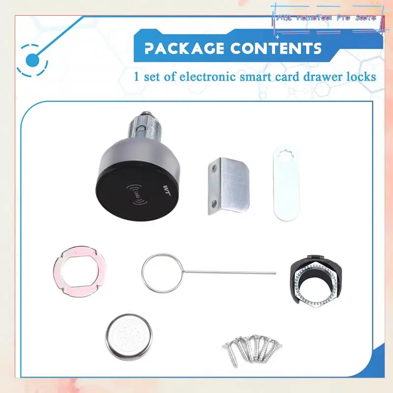 

Office Desk Smart Lock Smart Mini IC Card Induction Lock For File Cabinets, Wardrobes, Mailboxes Home And Office Use-A73I