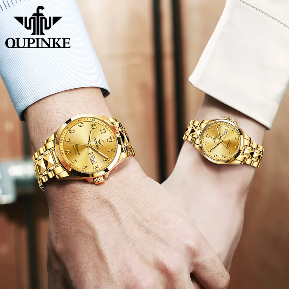 OUPINKE 3228 Luxury Original Couple Watch Classic Fashion Date Week Digital Dial Imported Movement Mechanical Watch Gift Watch